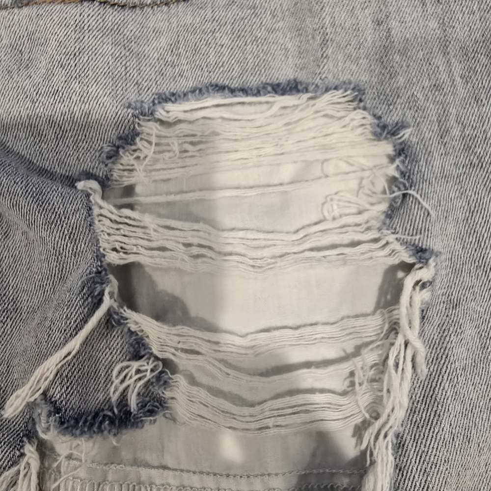 Express Distressed Light Blue Denim Jean Shorts - Picture 3 of 6